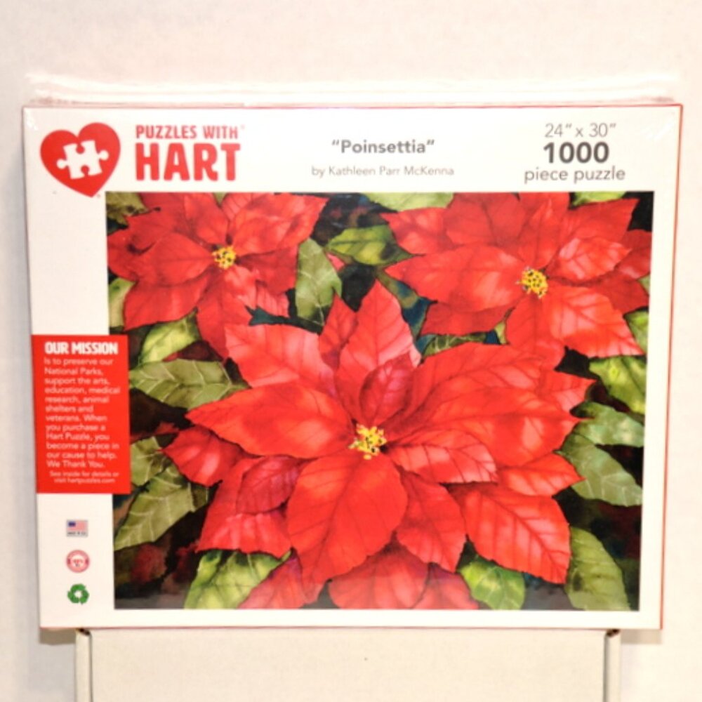 Hart Puzzles 1000 Piece Jigsaw Puzzle – “Poinsettia” – Item #HP401 – 2022 - New